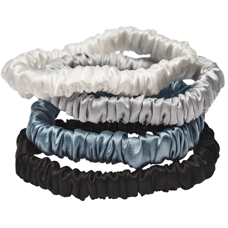 Zdjęcia - Spinka do włosów / gumka Lenoites Mulberry Silk Skinny Scrunchies White, Light Grey, Blue, Black 37